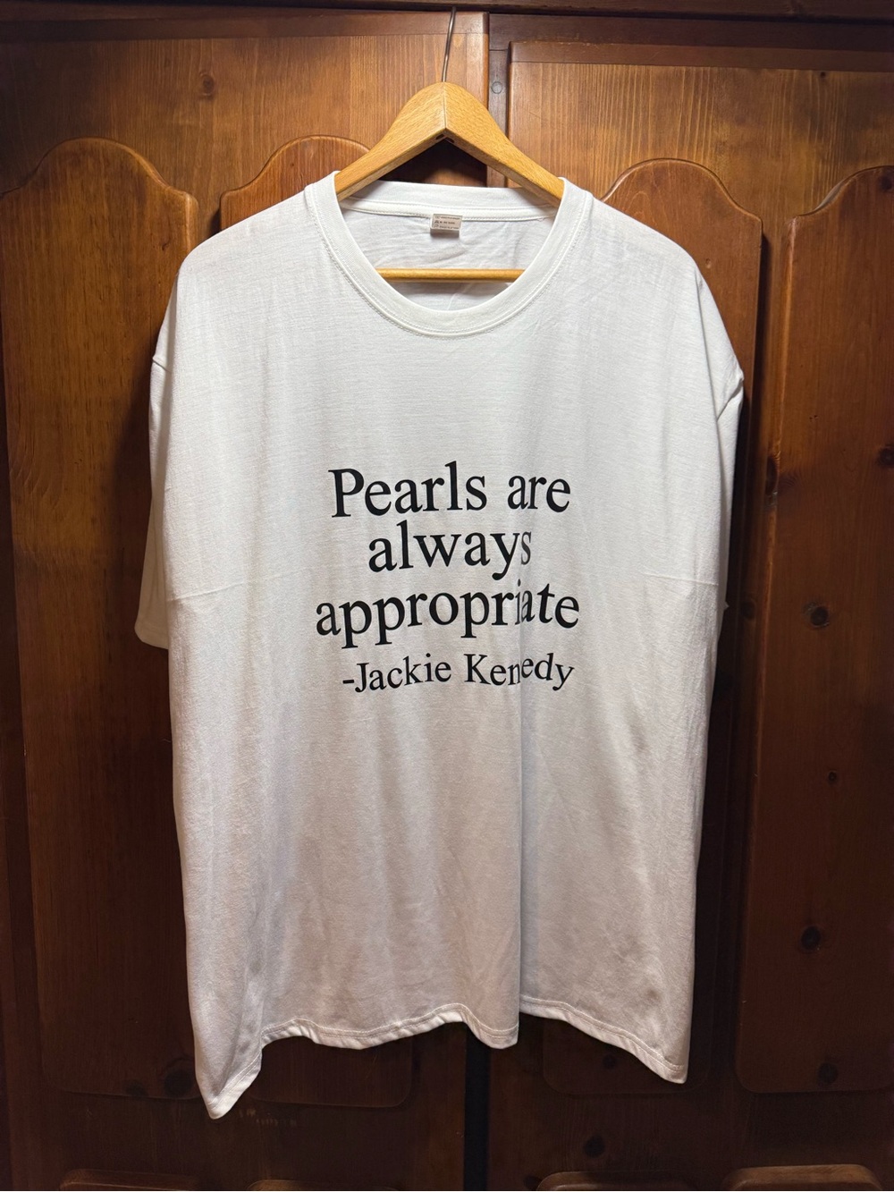 White Short Sleeve Graphic Tee with Black Quote Print